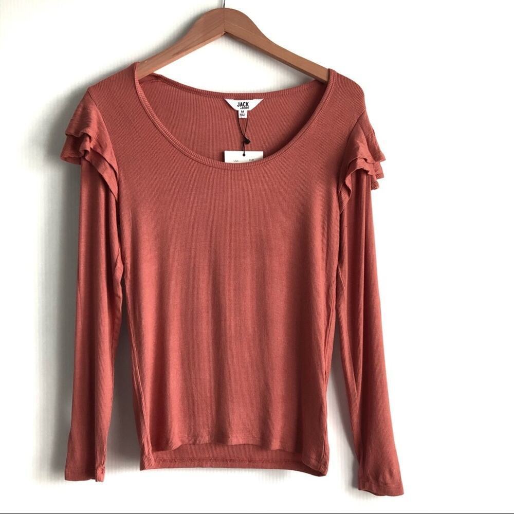JACK by BB Dakota long sleeve ruffle shoulder top